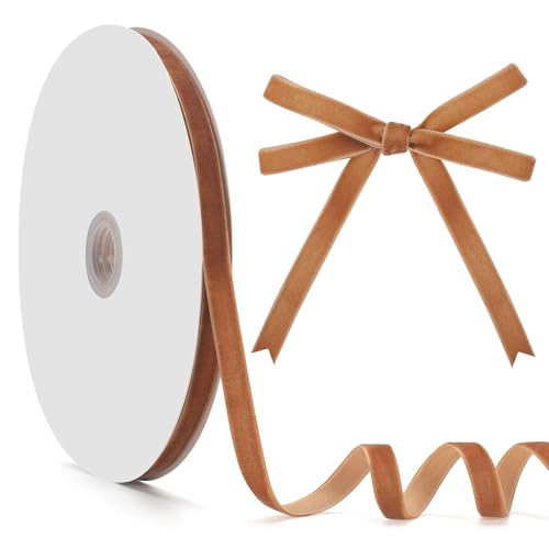 GHGMAO Khaki-Samtband, einseitig, 0,9 cm x 22,7 m, Khaki-Band für Geschenkverpackungen, Weihnachtsbaumschmuck, Heimdekoration, Schleifenherstellung von GHGMAO