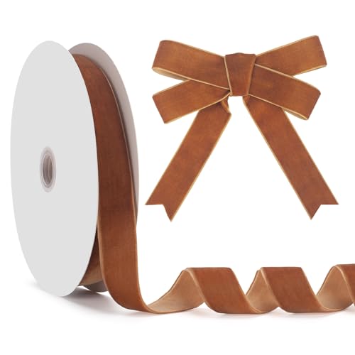 GHGMAO Khaki-Samtband, einseitig, 2,5 cm x 22,7 m, Khaki-Band für Geschenkverpackungen, Weihnachtsbaumschmuck, Heimdekoration, Schleifenherstellung von GHGMAO