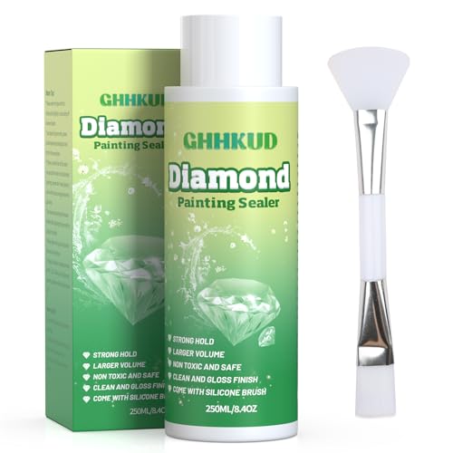 GHHKUD 250ml Diamond Painting Versiegelung, Diamant Painting Versiegeler mit Pinsel - Diamond Painting Zubehör - Transparentes Diamond Painting Kleber von GHHKUD