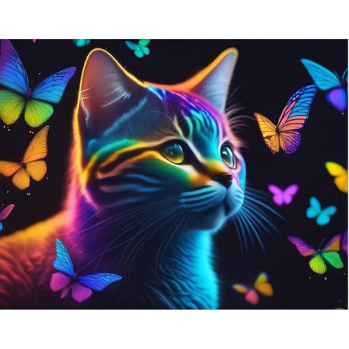 GHHKUD 5D Diamond Painting für Erwachsene, Katze Tiere DIY Diamant Painting Bilder für Erwachsene Anfänger, Diamond Painting Set, Full Drill Diamant Malerei für Haus Dekoration 30x40 cm von GHHKUD