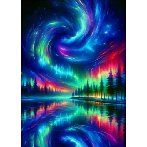 GHHKUD Aurora Diamond Painting für Erwachsene, 5D DIY Diamant Painting Bilder für Erwachsene Anfänger, Diamond Art Painting Set, Full Drill Diamant Malerei für Dekoration 30x40 cm von GHHKUD