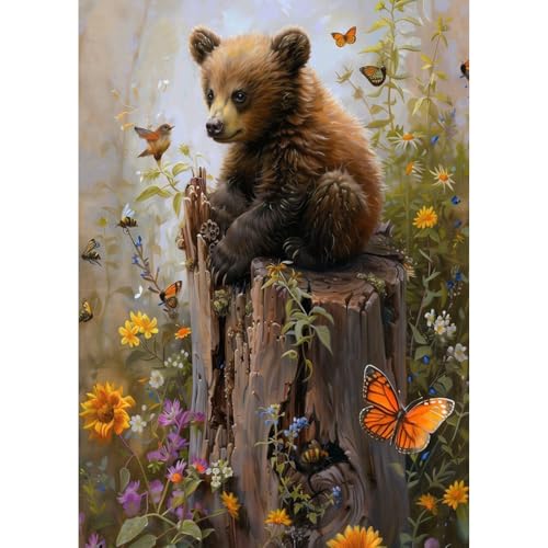 GHHKUD Bären Tiere Diamond Painting für Erwachsene, 5D DIY Diamant Painting Bilder für Erwachsene Anfänger, Diamond Art Painting Set, Full Drill Diamant Malerei für Haus Dekoration 30x40 cm von GHHKUD