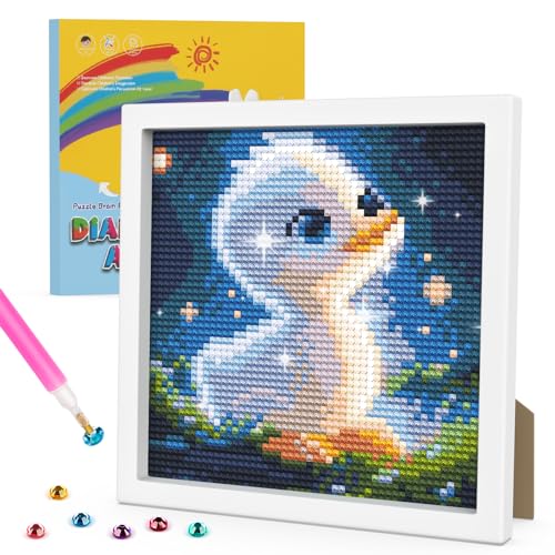 GHHKUD Diamond Painting Kinder mit Rahmen 5D Diamant Painting Bilder Kinder-Diamond Painting Set-Diamanten Painting für Kinder und Mädchen Erwachsene-Diamond Painting Tiere-18x18cm von GHHKUD