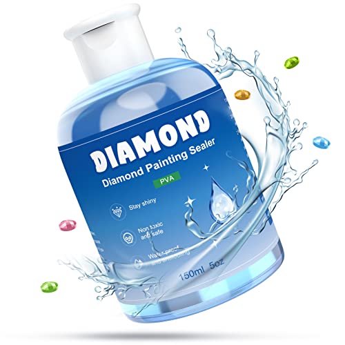 GHHKUD Diamond Painting Versiegelung 150ml - Diamant Painting Zubehör für Strahlend Glitzernde Bilder - Diamond Painting Kleber mit Bürste,Transparente Schutz Versiegelung für Diamond Painting&Puzzle von GHHKUD