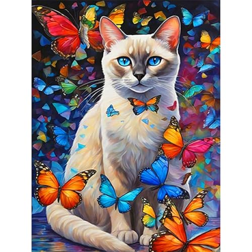 GHHKUD Diamond Painting für Erwachsene, Katze Tiere 5D DIY Diamant Painting Bilder für Erwachsene Anfänger, Diamond Painting Set, Full Drill Diamant Malerei für Haus Dekoration 30x40 cm von GHHKUD