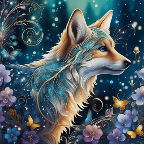 GHHKUD Fuchs Tiere Diamond Painting für Erwachsene, 5D DIY Diamant Painting Bilder für Erwachsene Anfänger, Diamond Art Painting Set, Full Drill Diamant Malerei für Dekoration 30x30 cm von GHHKUD