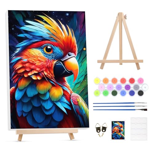 GHHKUD Malen Nach Zahlen Erwachsene Vogel Tiere, DIY Handgemalt Ölgemälde Kit für Anfänger und Erwachsene Mit Rahmen & Holzstaffelei und Acrylfarbe Malen nach Zahlen Als Geschenk-20X30cm von GHHKUD