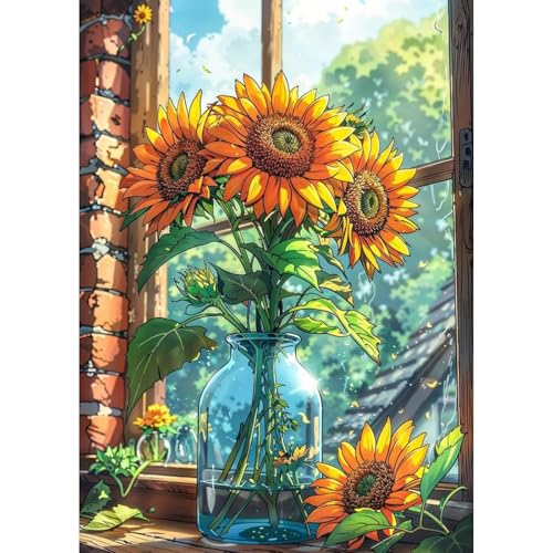 GHHKUD Sonnenblumen Diamond Painting für Erwachsene, 5D DIY Diamant Painting Bilder für Erwachsene Anfänger, Diamond Art Painting Set, Full Drill Diamant Malerei für Haus Dekoration 30x40 cm von GHHKUD