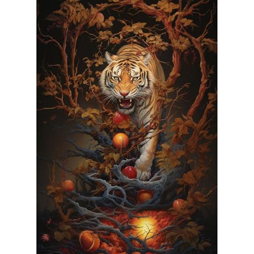 GHHKUD Tiger Tiere Diamond Painting für Erwachsene, 5D DIY Diamant Painting Bilder für Erwachsene Anfänger, Diamond Art Painting Set, Full Drill Diamant Malerei für Haus Dekoration 30x40 cm von GHHKUD