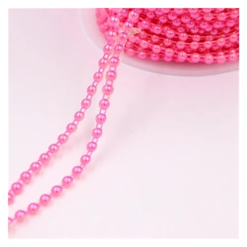 Künstliche Perlen Perlenschnur 4 mm weiß/rosa Farbe 5 m/Los halbrunde Flatback-Imitation ABS-Perlenkette for DIY-Dekoration (Color : Deep pink) von GHHZML