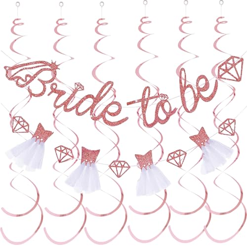 Bride to Be Banner für Junggesellinnenabschied Dekorationen Glitzer Verlobung Brautdusche Junggesellinnenabschied Dekorationen Verlobung Junggesellinnenabschied Zubehör (Roségold) von GHKJOK