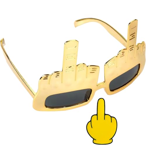 Lustige Sonnenbrille für Erwachsene, Mittelfinger-Brille plus eine lustige Mittelfinger-Nadel, flippige, einzigartige Scherzbrille, ideal für Rave, Party, Foto-Requisite, Kostüm, bringt Lachen zu von GHKJOK