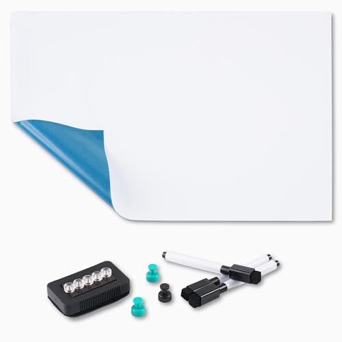 Whiteboard Magnetisch, GHKJOK 120x100cm 47x39 Magnetfolie Selbstklebend, Weiches Whiteboard mit Kostenlosem Radiergummi, Markern & Magneten für Zuhause Schule Küche Büro von GHKJOK