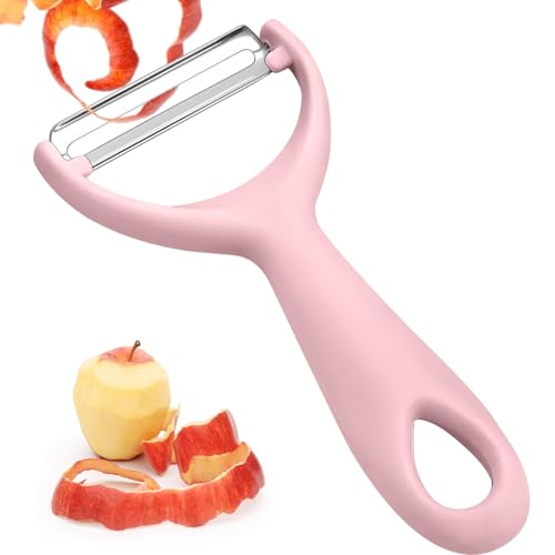 Gemüse-Kartoffelschäler, robuste Schäler mit ergonomischem, rutschfestem Griff, scharfe Klinge für Obst, Karotten, Gemüse, Kartoffeln, spülmaschinenfest (Rosa) von GHKLNY