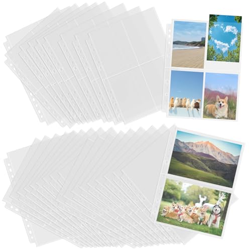 30 Stück Postkarten Hüllen, 2 Fach A5(21x15cm) Fotohülle, Fotohüllen A4, 4 Fächer(10.4x15cm), Postkartenhüllen, Klarsichtfolien, Karten- & Fotohüllen, für Familien, Hochzeits, Ringbüchern Sammelmappe von GHLAECM