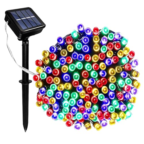 GHONLZIN Solar Lichterkette Aussen, Wasserdicht Solarlichterkette 12 Meter 8 Modi 100 LED Solar Lichterkette Garten Solarbetriebene Lampe für Draußen Party Hochzeit Weihnachts Dekoration von GHONLZIN