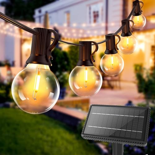 GHUSTAR Solar Lichterkette Aussen Glühbirnen- 10M Lichterkette Außen Solar Wetterfest mit 15+1 G40 LED IP65 Wasserdich 4 Modi Outdoor Solarlichterkette für Balkon Garten Deko Camping [Energieklasse E] von GHUSTAR