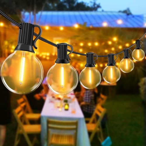 LED Lichterkette Außen - 12M Outdoor Lichterkette Strom 18+1 LED Glühbirnen Wetterfest IP44 Wasserdicht Balkon Lichterketten Innen Aussen Lichterketten für Terrasse Garten Hochzeiten Partys (12M 18+1) von GHUSTAR