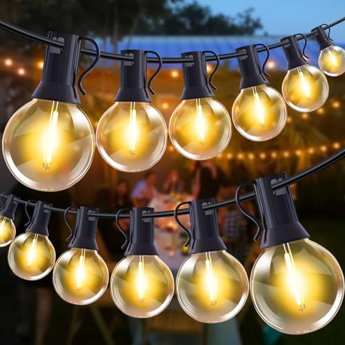 LED Lichterkette Außen - 20M Outdoor Lichterkette Strom 30+2 LED Glühbirnen Wetterfest IP44 Wasserdicht Balkon Lichterketten Innen Aussen Lichterketten für Terrasse Garten Hochzeiten Partys (20M 30+2) von GHUSTAR