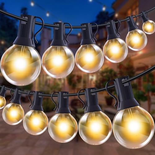 LED Lichterkette Außen - 45M Outdoor Lichterkette Strom 62+2 LED Glühbirnen Wetterfest IP44 Wasserdicht Balkon Lichterketten Innen Aussen Lichterketten für Terrasse Garten Hochzeiten Partys (45M 62+2) von GHUSTAR