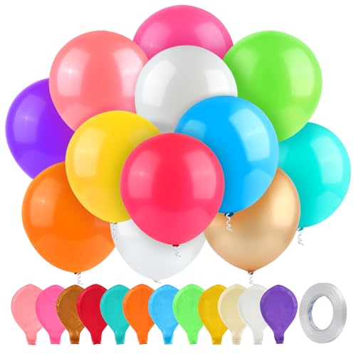 12 Stück Bunte Luftballons Groß, 36 Zoll luftballons mit 10 Meter Schleife, Riesen Luftballons Sind Geeignet für Hochzeiten, Geburtstage, Partys von GHVACZS