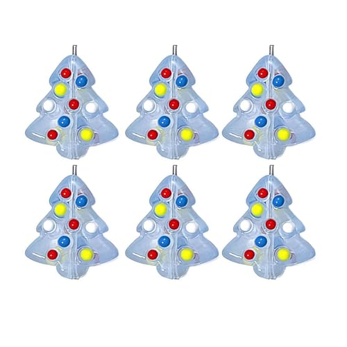 Weihnachtsbaumperlen, Weihnachtsbaum-Glasperlen, handgefertigt, Cartoon-Weihnachtsbaum, lose Perlen für DIY-Schmuckherstellung, Weihnachtsbaum-Glasperlen für DIY-Party-Dekoration, Blau, 6 Stück von GHYJPAJK