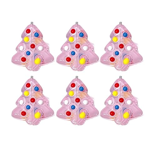 Weihnachtsbaumperlen, Weihnachtsbaum-Glasperlen, handgefertigt, Cartoon-Weihnachtsbaum, lose Perlen für DIY-Schmuckherstellung, Weihnachtsbaum-Glasperlen für DIY-Party-Dekoration, Rosa, 6 Stück von GHYJPAJK