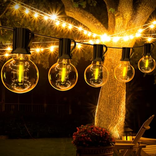 Led Lichterkette Außen Strom, 10M Dimmbar Outdoor Lichterkette Glühbirnen mit 15+1 Warmweiße G40 Glühbirnen Plastik, IP44 Wasserdicht Lichterketten Innen Außen für Garten, Balkon, Party, Terrasse von GIACOMO