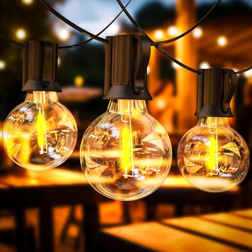 Dimmbar Led Lichterkette Außen Strom, 18M Outdoor Lichterkette Glühbirnen mit 30+2 Warmweiße G40 Glühbirnen Plastik, IP44 Wasserdicht Lichterketten Innen Außen für Garten, Balkon, Party, Terrasse von GIACOMO