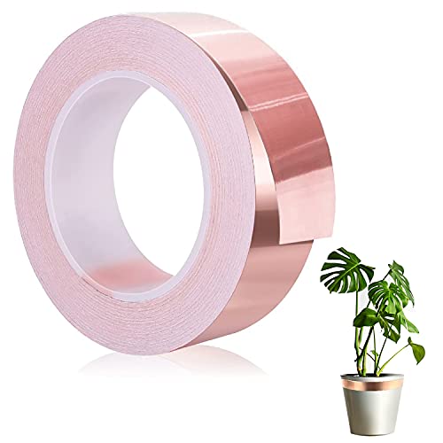 GIAK Kupferband Kupferfolie 20m x 20mm Kupferfolienband EMI Abschirmband Copper Foil Tape Klebeband Selbstklebend Schneckenband Schneckenschutz Schneckenzaun von GIAK