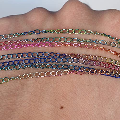 GIAMA 2 Meter/los Regenbogen 1.5mm Oval Link Ketten für Schmuckherstellung DIY-Erkenntnisse Halskette Armband Flat O Ketten Zubehör von GIAMA