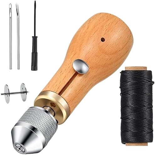 GIAYEU Bradawl mit Holzgriff, Ahle, Leder-Nähahle-Set, Bastelwerkzeuge, DIY-Schuhmacher, Leinwand-Reparaturwerkzeug, Rindsleder-Schnitzwerkzeuge von GIAYEU