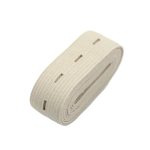 GIAYEU Gummiband for Nähen, 2 cm, buntes, verstellbares, flaches Gummiband mit Knopflöchern, Gummiband for Kleidungsstück-Nähzubehör(Beige) von GIAYEU