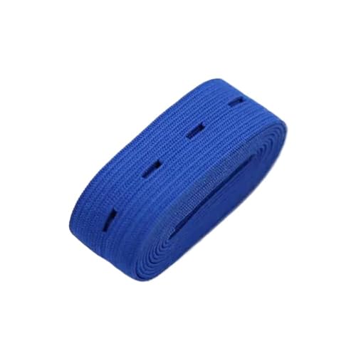 GIAYEU Gummiband for Nähen, 2 cm, buntes, verstellbares, flaches Gummiband mit Knopflöchern, Gummiband for Kleidungsstück-Nähzubehör(Blue) von GIAYEU