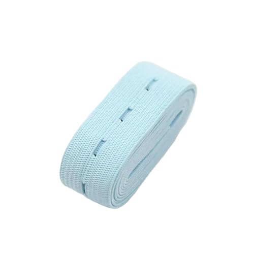 GIAYEU Gummiband for Nähen, 2 cm, buntes, verstellbares, flaches Gummiband mit Knopflöchern, Gummiband for Kleidungsstück-Nähzubehör(Light Blue) von GIAYEU