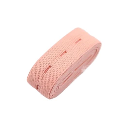 GIAYEU Gummiband for Nähen, 2 cm, buntes, verstellbares, flaches Gummiband mit Knopflöchern, Gummiband for Kleidungsstück-Nähzubehör(Light Pink) von GIAYEU