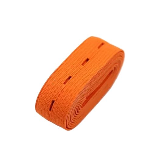 GIAYEU Gummiband for Nähen, 2 cm, buntes, verstellbares, flaches Gummiband mit Knopflöchern, Gummiband for Kleidungsstück-Nähzubehör(Orange) von GIAYEU