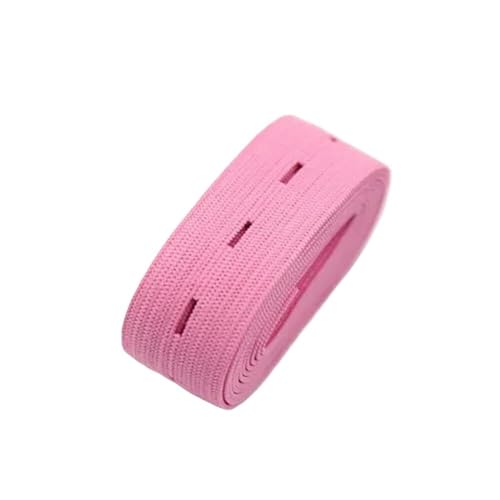 GIAYEU Gummiband for Nähen, 2 cm, buntes, verstellbares, flaches Gummiband mit Knopflöchern, Gummiband for Kleidungsstück-Nähzubehör(Pink) von GIAYEU