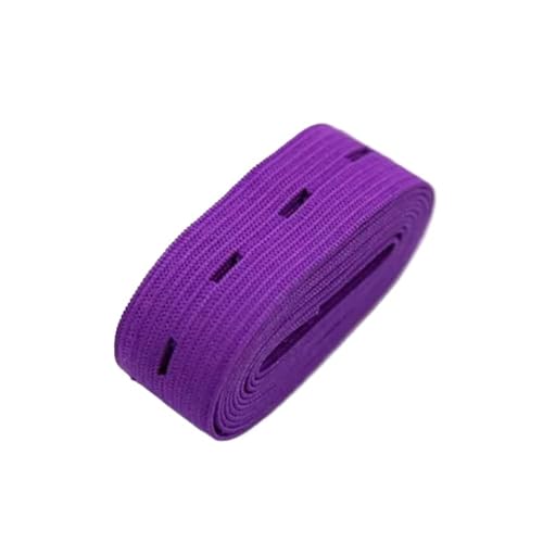 GIAYEU Gummiband for Nähen, 2 cm, buntes, verstellbares, flaches Gummiband mit Knopflöchern, Gummiband for Kleidungsstück-Nähzubehör(Purple) von GIAYEU