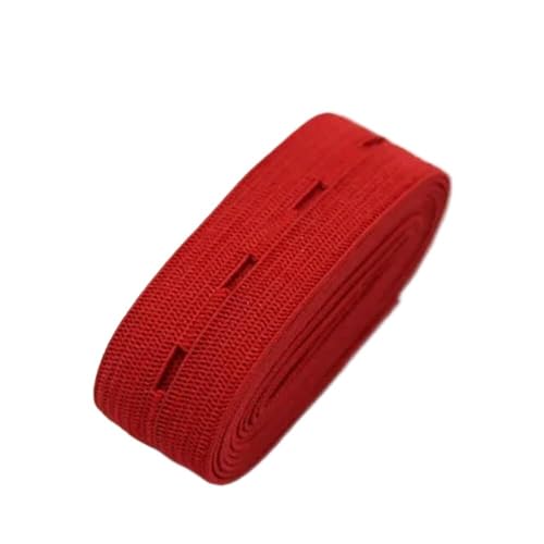 GIAYEU Gummiband for Nähen, 2 cm, buntes, verstellbares, flaches Gummiband mit Knopflöchern, Gummiband for Kleidungsstück-Nähzubehör(Red) von GIAYEU