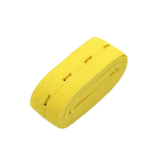 GIAYEU Gummiband for Nähen, 2 cm, buntes, verstellbares, flaches Gummiband mit Knopflöchern, Gummiband for Kleidungsstück-Nähzubehör(Yellow) von GIAYEU