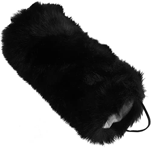 GIAYEU Handmuff, Kunstfell-Handmuff, Kunstfell-Handmuff, Plüsch-Handwärmerkissen, Damen-Lederband, Winter-Kunstfell-Handmuff(Black) von GIAYEU