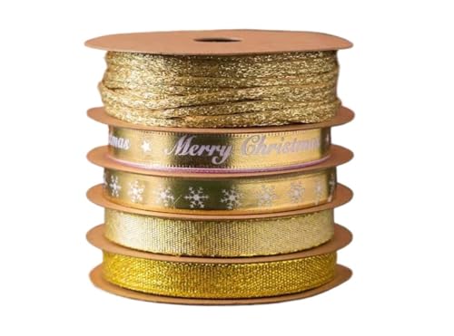 Regenbogenband, 1 Rolle Geschenkband, DIY-Druckband, Geschenkband mit Schleife, Kräuselband for Verpacken, Polyesterband, Dekor, gelocktes Tuch, Make-up, Länge 25 Meter(Gold) von GIAYEU