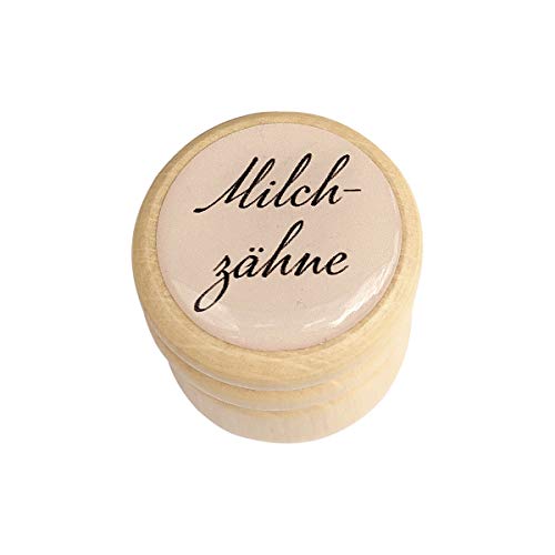 GICO Milchzähne Zahndose und Dose Erste Locke - Bilderdose Milchzahn - Classic Box aus Holz mit Drehverschluss 34 mm - 7021 von GICO