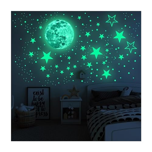 434 Stück Leuchtende Aufkleber,Sterne und Mond leuchten im Dunkeln Leuchtaufkleber,Leuchtsterne Fluoreszierend Wandaufkleber für Schlafzimmer,Kinderzimmer,Wohnzimmer von GIEEU
