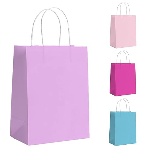 GIFTSAY Hellviolette Geschenktüten, 30 Stück, Papier-Partytüten für Kinderparty, Papiertüten mit Griffen, kleine Geschenktüten, ideal für Geburtstag, Hochzeit, Babyparty, Junggesellinnenabschied, 15 × von GIFTSAY