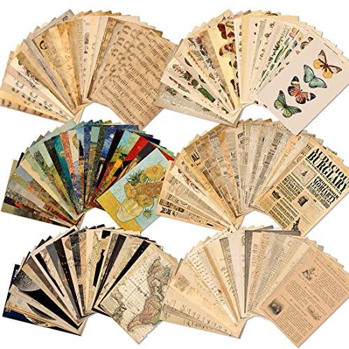 150 Blatt Scrapbook-Papier, ästhetisches Vintage-Scrapbooking-Zubehör, Ephemera für Junk-Tagebuch, niedliches Notizbuch, Schreibwaren-Set, Wand-Collage-Set, Vintage-Dekor von GIFTSFARM