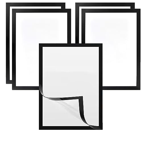 GIGIIS 5 PCS Magnetrahmen A4 Selbstklebend Bilderrahmen aus Biegsam Plastik für Diamond Painting Biegsamen Magnetsystem Bilder für Werke Information Wanddekoration Schwarze Rahmen Glänzend von GIGIIS