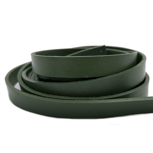 Flache Lederschnur Braunes Lederband, Lederstreifen, 10 mm breit, 10 x 2 mm flach.(Dark Olive Green,1 Yard) von GIJMZY