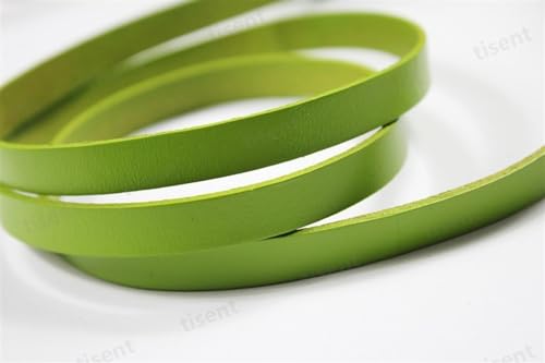 Flache Lederschnur Braunes Lederband, Lederstreifen, 10 mm breit, 10 x 2 mm flach.(Spring Green,5 Yards) von GIJMZY